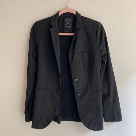 Aritzia Talula Exeter Boyfriend Blazer Wool Long Sleeve Button Front Grey size 2 - Picture 3 of 11